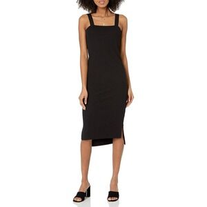 The Drop Women's Amelia Square-Neck Strappy Bodycon Midi Tank Dress-Black-Medium